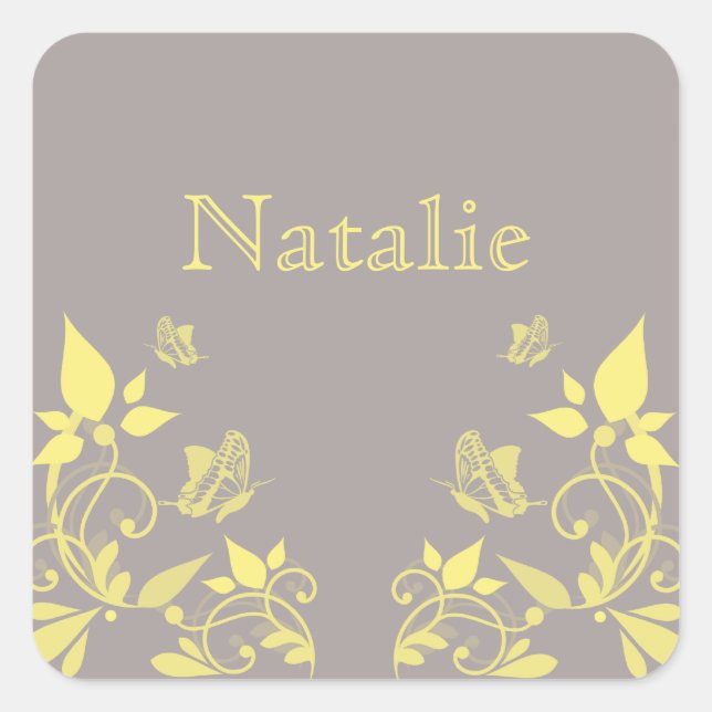 Yellow Butterfly Floral Stickers (Front)