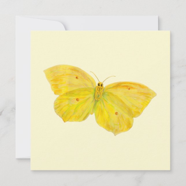 Yellow Butterfly Fluttering Greeting Card (Front)