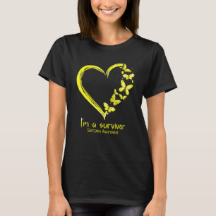 Yellow Butterfly Heart Im A Survivor Sarcoma Aware T-Shirt