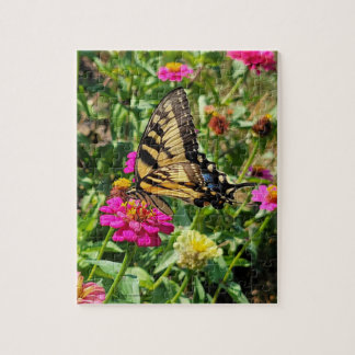 Yellow Butterfly in the Zinnia Garden Jigsaw Puzzle