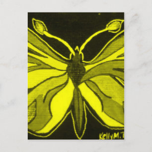 Yellow Butterfly Lady Insect Postcard