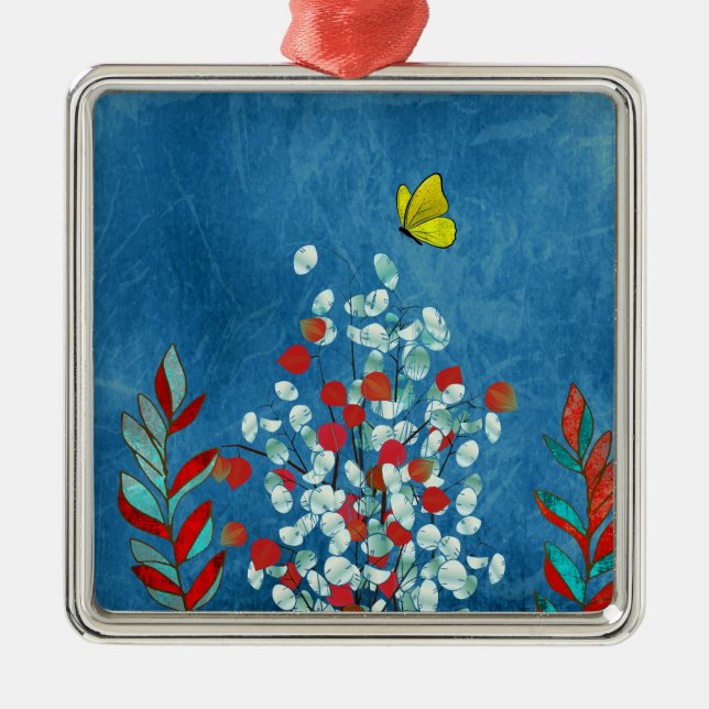 Yellow Butterfly Metal Tree Decoration (Front)