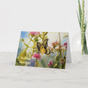 Yellow Butterfly Nature Art Birthday Card
