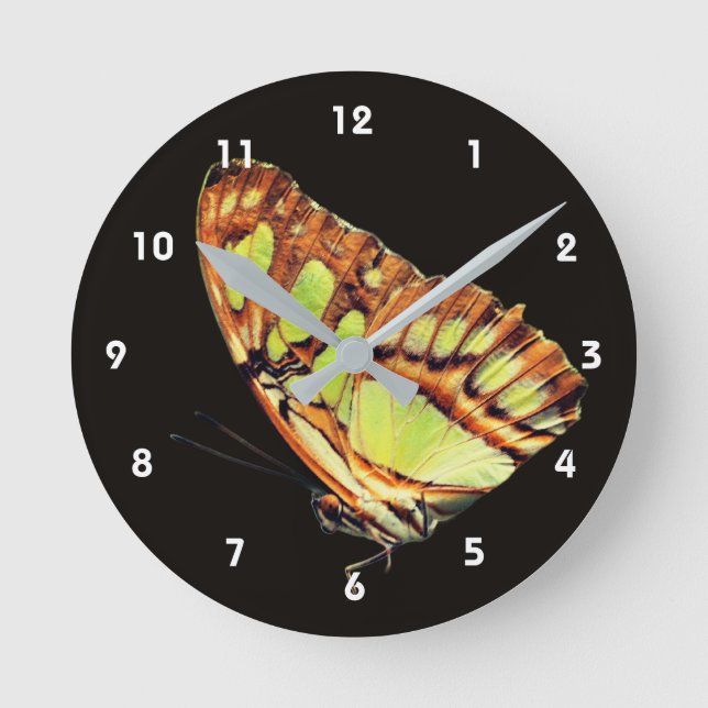 Yellow Butterfly Nature Round Clock (Front)