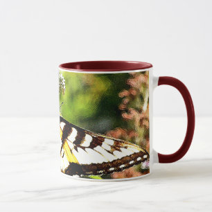 Yellow Butterfly on Lavender Butterfly Bush Mug