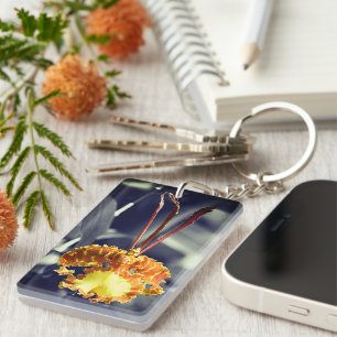 Yellow Butterfly Orchid Flower Key Ring