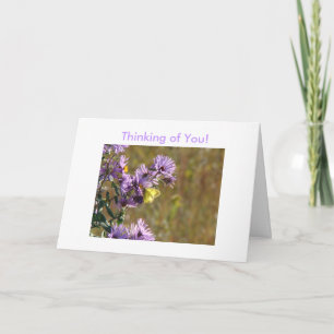 Yellow Butterfly & Pretty Lavendar Weed, Thinki... Card