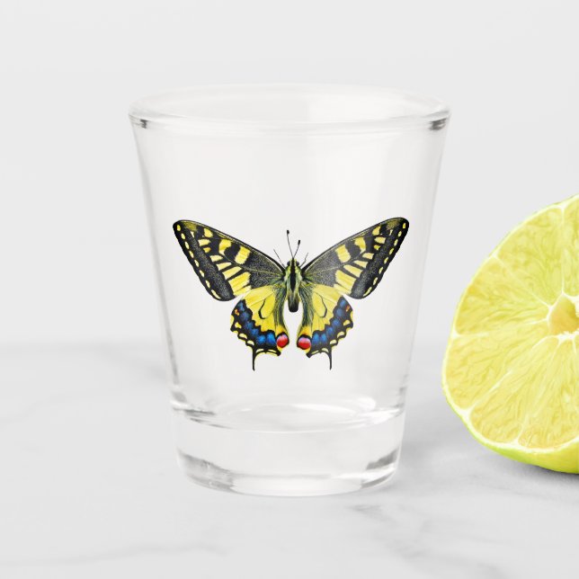 Yellow Butterfly Shot Glass (Front)