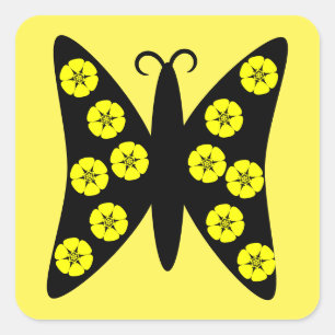 Yellow Butterfly  Square Sticker