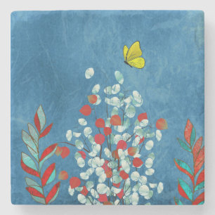 Yellow Butterfly Stone Coaster