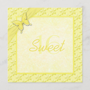 Yellow Butterfly Sweet Sixteen Invitation