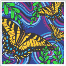 Yellow Butterfly Vinyl Sticker