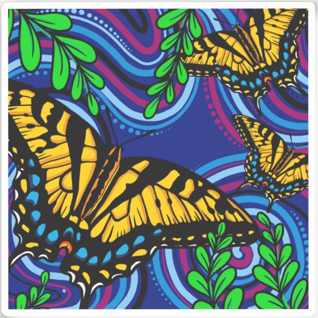 Yellow Butterfly Vinyl Sticker (Front)