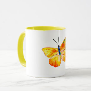 Yellow Butterfly Watercolor drawing Combo Mug
