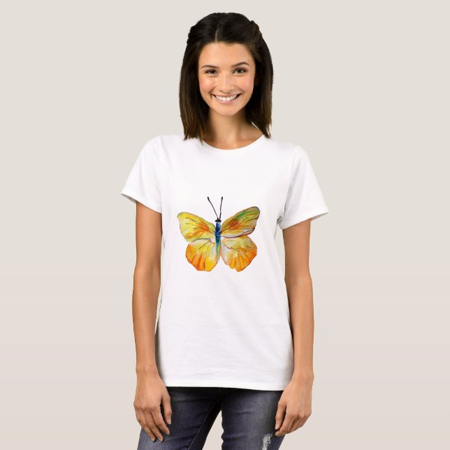 Yellow Butterfly Watercolor drawing  T-Shirt (Front Full)