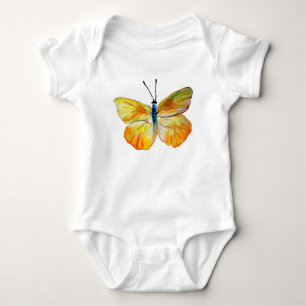 Yellow Butterfly Watercolor drawingJersey Bodysuit
