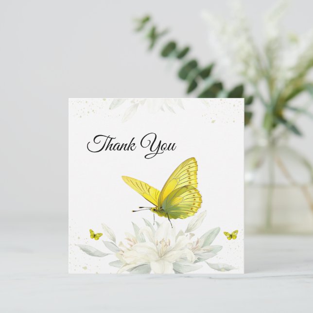 Yellow Butterfly Watercolor Thank You Card (Standing Front)