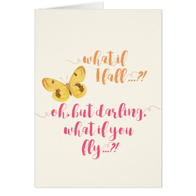Yellow Butterfly - What if I fall?  Inspirational (Front)