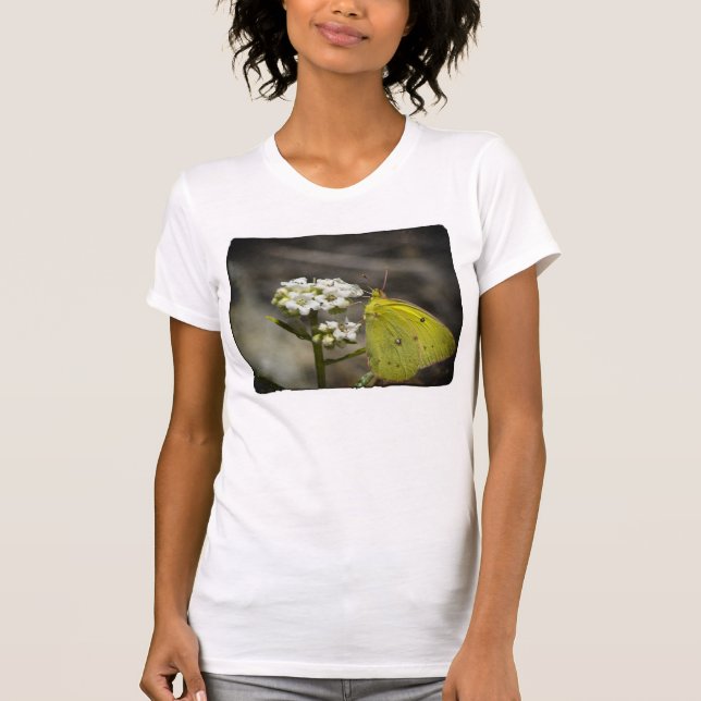 Yellow Butterfly White Edge T-Shirt (Front)