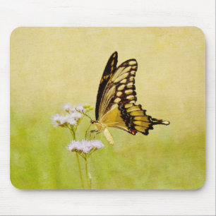Yellow Butterfly Wildflower Art Mouse Pad