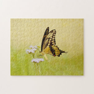 Yellow Butterfly Wildflower Nature Art Puzzle