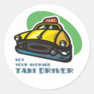 Yellow cab cartoon: Not your average taxi driver Classic Round Sticker