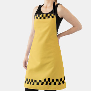 Yellow cab chequered pattern apron