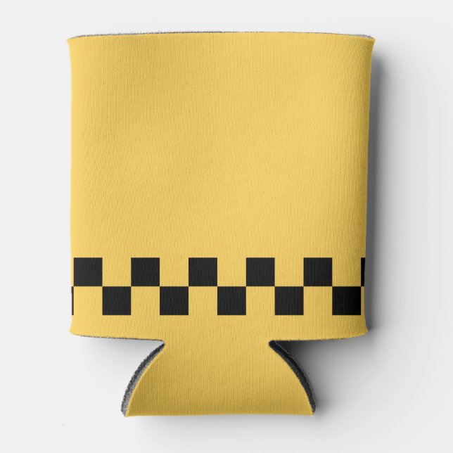 Yellow cab chequered pattern can cooler (Front)