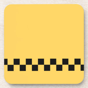 Yellow cab chequered pattern coaster