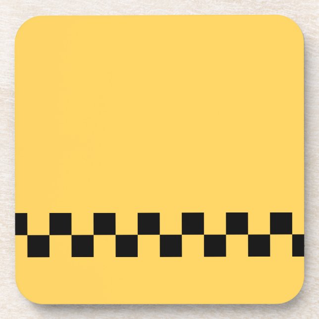 Yellow cab chequered pattern coaster (Front)