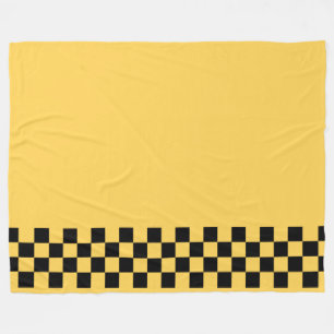 Yellow cab chequered pattern fleece blanket