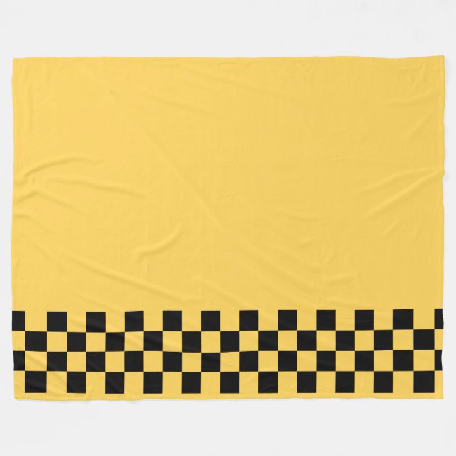 Yellow cab chequered pattern fleece blanket (Front (Horizontal))