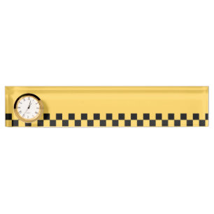 Yellow cab chequered pattern nameplate