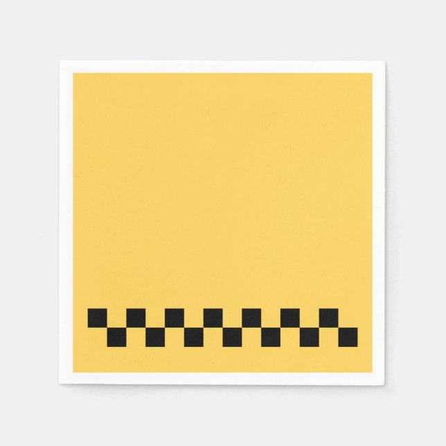 Yellow cab chequered pattern napkin (Front)