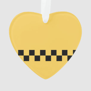 Yellow cab chequered pattern ornament