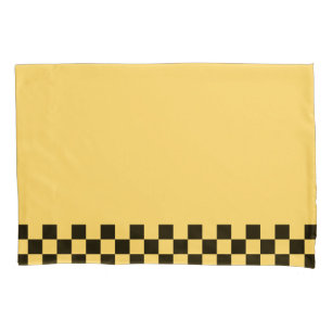 Yellow cab chequered pattern pillowcase