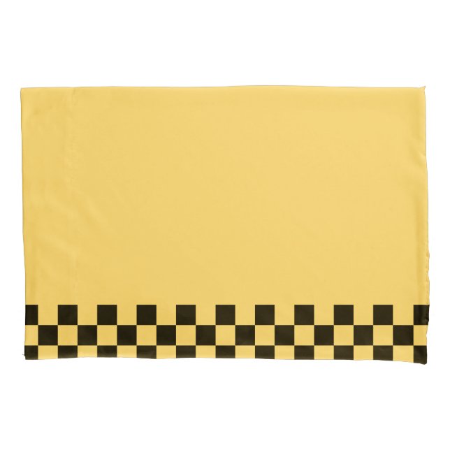 Yellow cab chequered pattern pillowcase (Front)