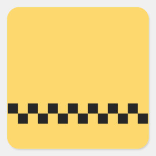 Yellow cab chequered pattern square sticker