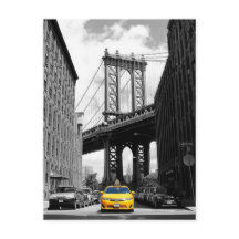 Yellow Cab near Manhattan Bridge, New York City
