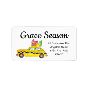 Yellow Cab New York Taxi with Christmas Gifts Label