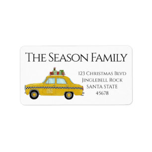 Yellow Cab Taxi Christmas Gifts Holiday Mail Label