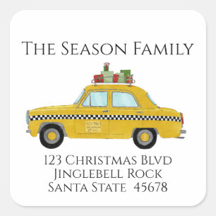 Yellow Cab Taxi Christmas Gifts Holiday Mail Square Sticker