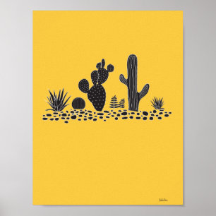 Yellow Cactus and Succulents Poster