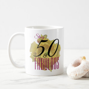 Yellow Cactus Flower 50 and Fabulous Birthday Coffee Mug
