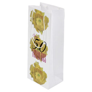Yellow Cactus Flower 50 and Fabulous Birthday Wine Gift Bag