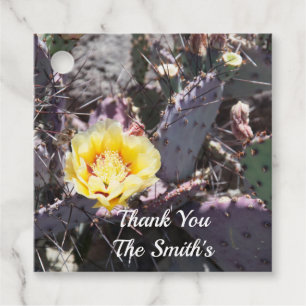 Yellow cactus flower in spring favour tags