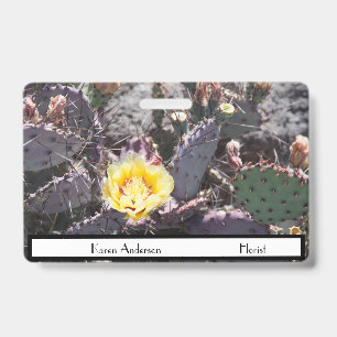 Yellow cactus flower in spring ID badge