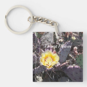 Yellow cactus flower in spring key ring