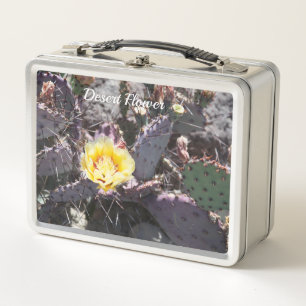 Yellow cactus flower in spring metal lunch box