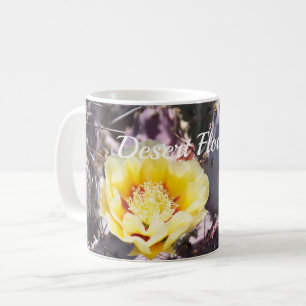 Yellow cactus flower in spring mouse pad coffee mug